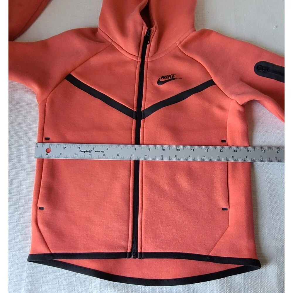 Nike Tech Fleece Hoodie Full Zip Coral Pink Black Youth XS Hooded Jacket EUC